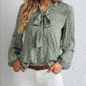 EUC - Emery Rose tie neck blouse size S